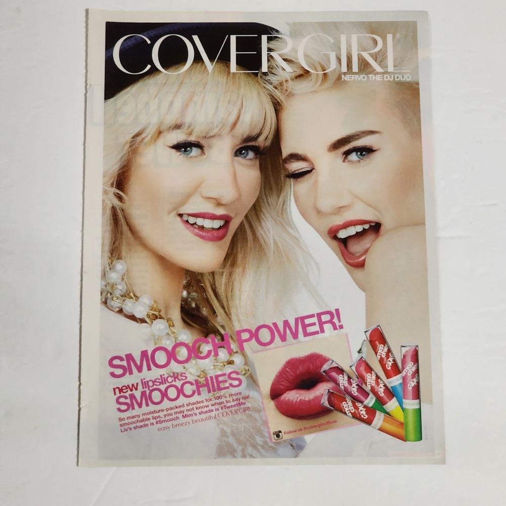 Print Ad Nervo DJ Duo CoverGirl Smooch Power Lipstick Clipping 2000s Vintage